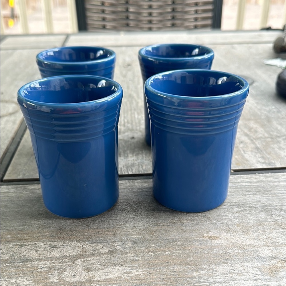 Blue Ceramic Shot Glass Fiesta wear tumbler. 4 tumblers.